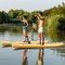 Blue Yellow Inflatable SUP Board Drop Stitch PVC EVA Adjustable Paddle Lightweight
